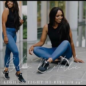 ZYIA Active Blue Metallic Light n Tight Hi Rise 7/8 Legging 24” Inseam